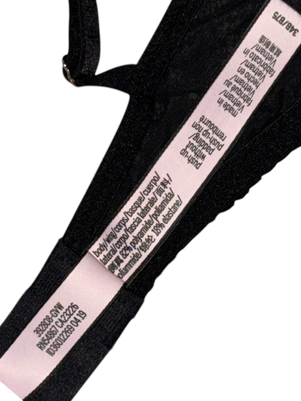 Victoria’s Secret Black Lace Bra 34B Underwire Sheer Sexy Lingerie - Picture 5 of 7